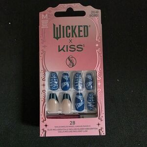 Wicked x Kiss Blue and Nude Press-On Nails